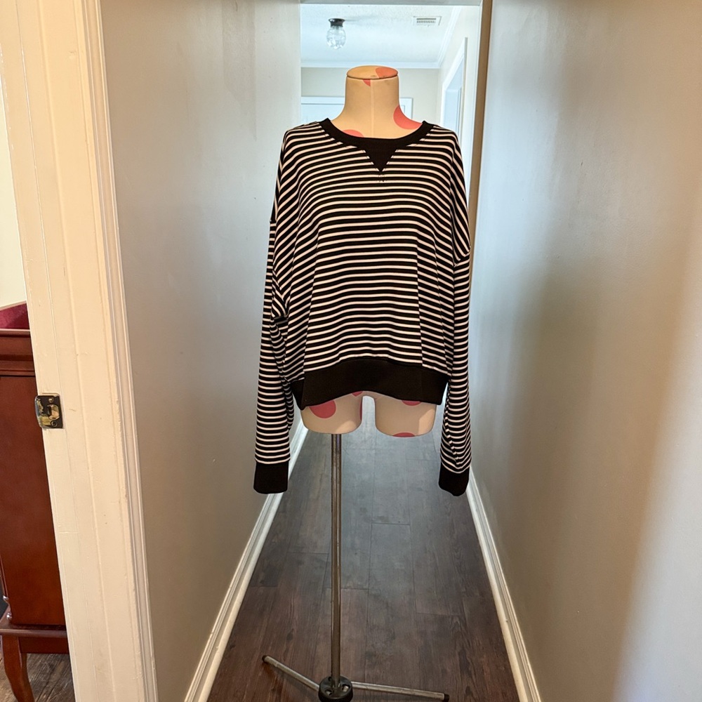 Danskin Black and White Striped Pullover Very soft material